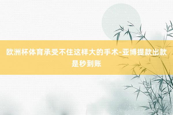 欧洲杯体育承受不住这样大的手术-亚博提款出款是秒到账