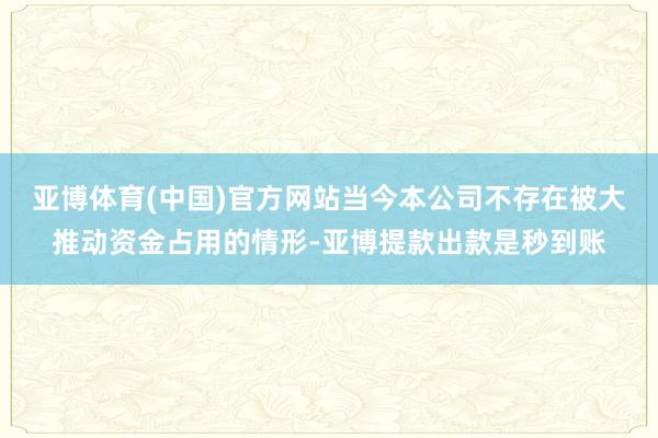 亚博体育(中国)官方网站当今本公司不存在被大推动资金占用的情形-亚博提款出款是秒到账