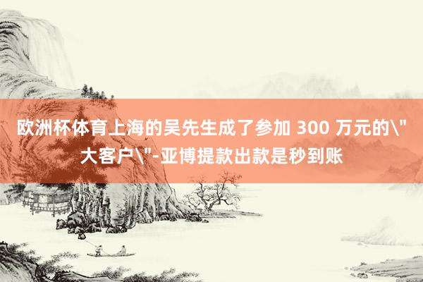 欧洲杯体育上海的吴先生成了参加 300 万元的