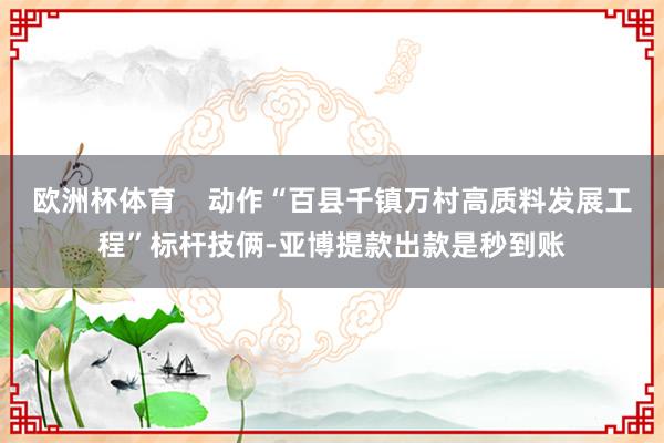 欧洲杯体育    动作“百县千镇万村高质料发展工程”标杆技俩-亚博提款出款是秒到账