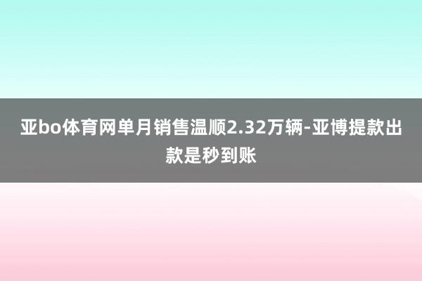亚bo体育网单月销售温顺2.32万辆-亚博提款出款是秒到账