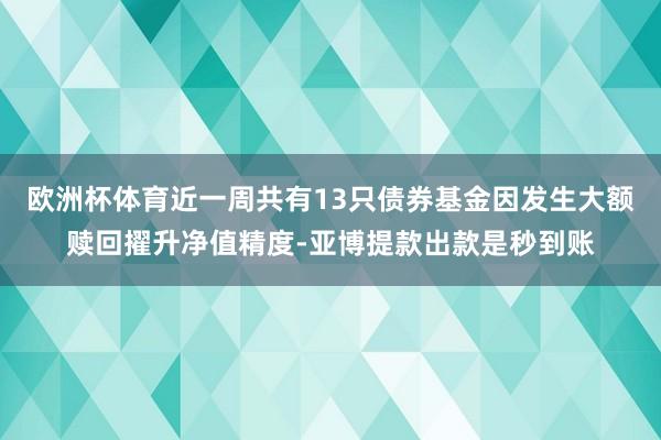 欧洲杯体育近一周共有13只债券基金因发生大额赎回擢升净值精度-亚博提款出款是秒到账