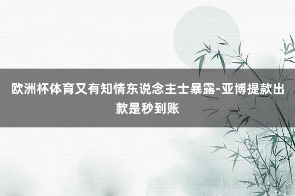欧洲杯体育又有知情东说念主士暴露-亚博提款出款是秒到账