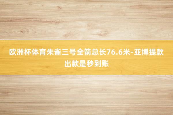 欧洲杯体育朱雀三号全箭总长76.6米-亚博提款出款是秒到账
