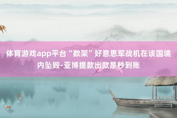 体育游戏app平台“数架”好意思军战机在该国境内坠毁-亚博提款出款是秒到账